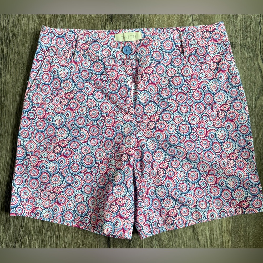 Talbots Womens Shorts Adult Size 6 Purple Blue Pink Chino Pockets inseam 6.5"